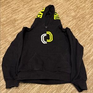 Overtime Black Hoodie with Neon Green and White Accents